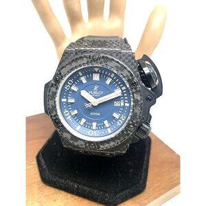 Hublot Men's Watch King Power Oceanographic 4000 Carbon Fiber Blue Dial Rubber